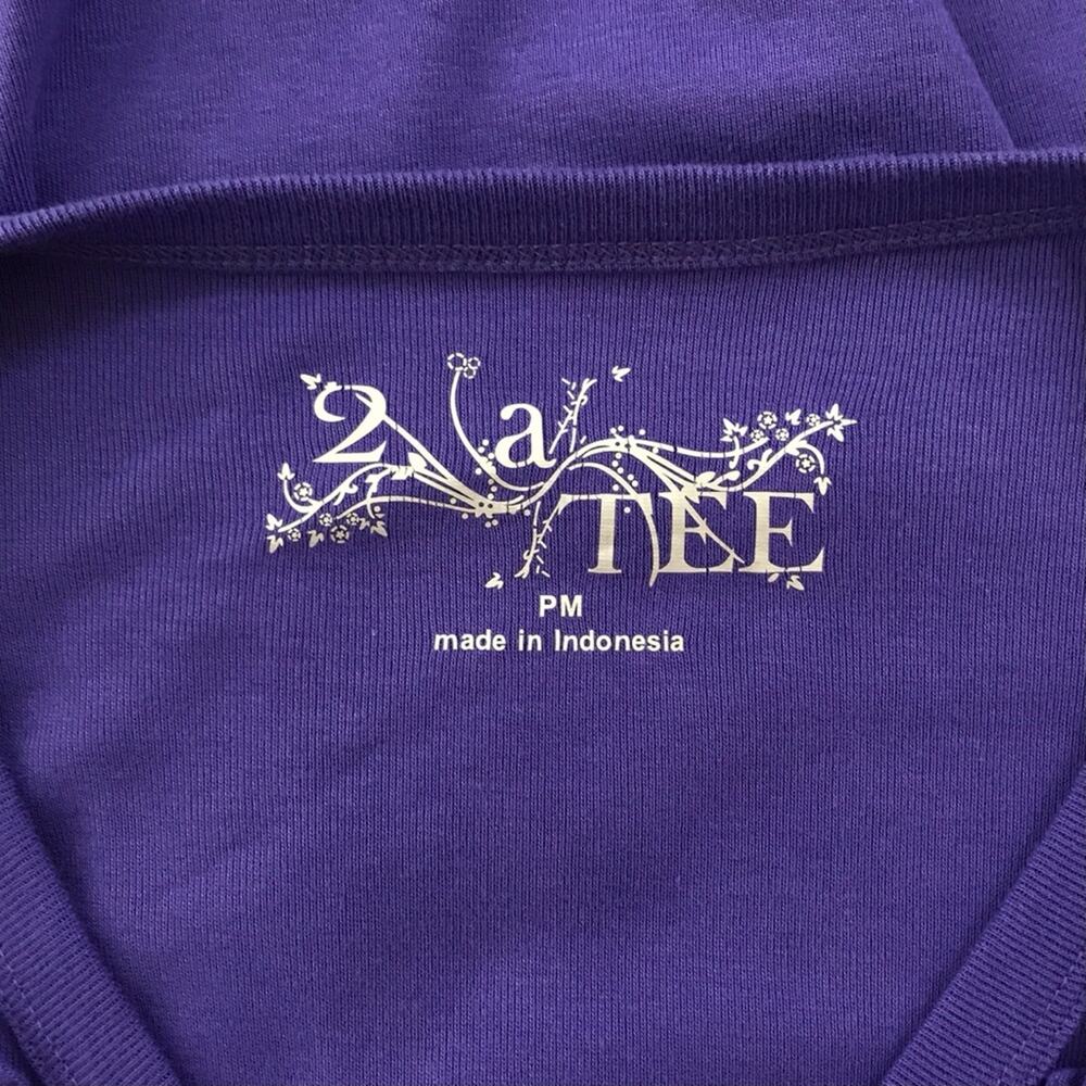 Purple V-Neck Cardigan Button Up with Ruffle Trim 100% Cotton 2 A Tee - Picture 6 of 6